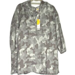 C&C California NWT Gray Camo Linen Tunic Top 1X